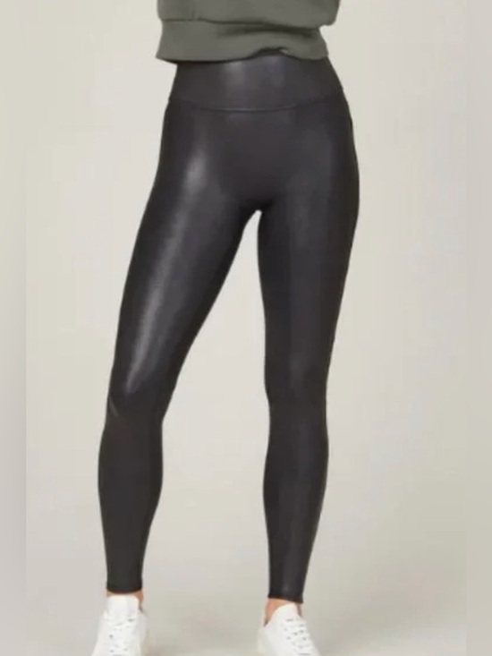 SPANX Pants - SPANX Faux Leather Leggings Black High Rise Sculpting Pull-On Size Medium